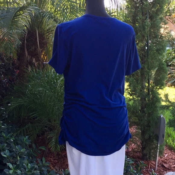 Blue Tee Ruched Flattering & Forgiving Size L NWOT - Picture 5 of 8